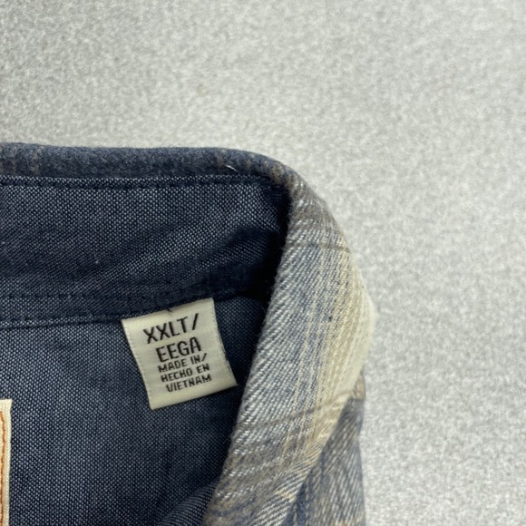 NEW Weatherproof Vintage Men's XXLT Flannel Shirt Tall Blue Plaid Button Down - Picture 8 of 9